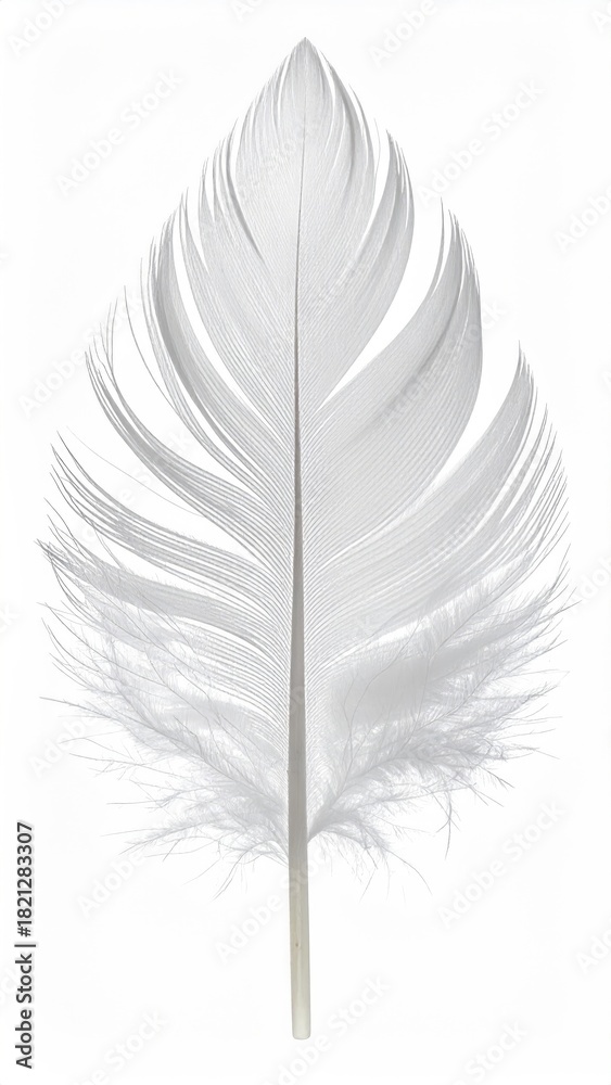 Fototapeta premium Single white feather, close-up