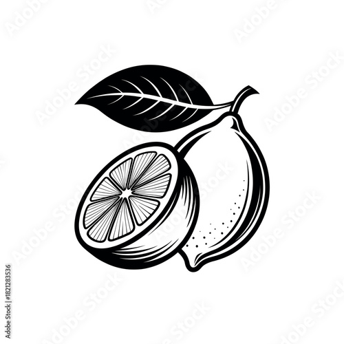  lemon silhouette logo vector line art logo design