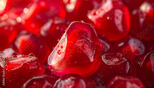 Bright red background of pomegranate seeds