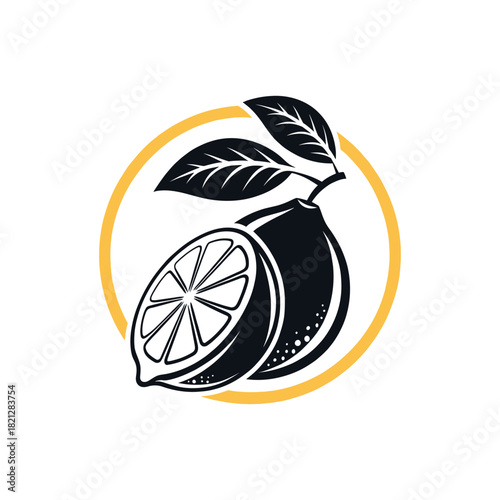  lemon silhouette logo vector line art logo design