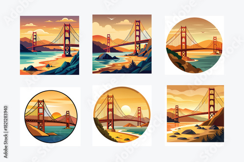 vector set of fishing boats