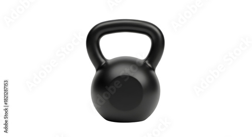 Isolated black kettlebell for strength training isolated on transparent background