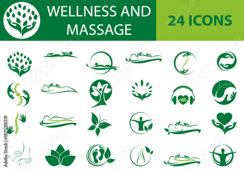 Wellness und Massage Icons, Wellness Icons, Massage Icons, Icons Sammlung, Icons Set
