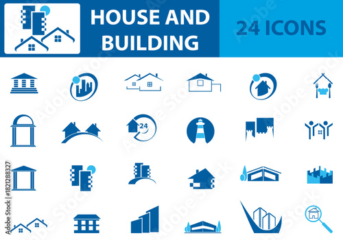 Haus und Gebäude Icons, Häuser Icons, Gebäude Icons, Icons Sammlung, Icons Set	
