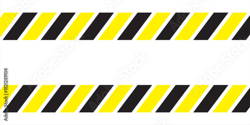 Black and yellow diagonal line striped. Blank vector illustration warning background. Industrial safety and attention symbol line pattern eps10.