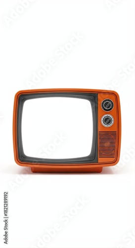 old tv set on white background 