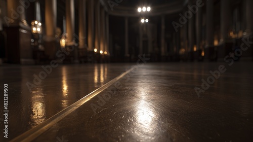 meridian. Brass meridian line embedded in historic observatory floor, polished metal surface. STEM education sheets, lab safety posters, designed for STEM education and laboratory safety posters.