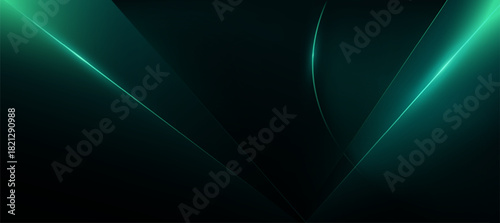 Emerald green abstract background with geometric luxury and diagonal glowing lines