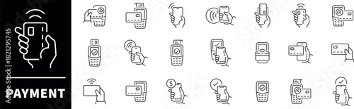 Payment icon set. Payment thin line style icons. Payment type line icons. Pay thin line icons. Editable stroke