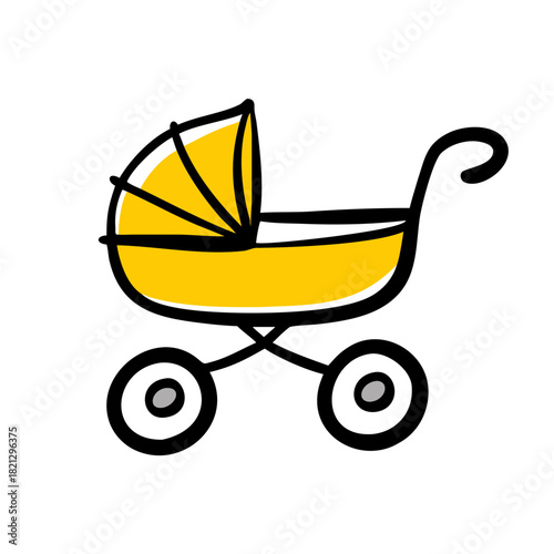 vector clip art baby stroller on white background for web and graphic design