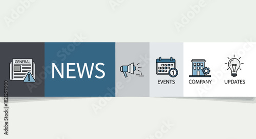 Informative company update banner featuring news, events, operations and important updates