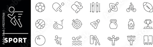 Sport vector icon set. Sport icons. Sports Vector Outline Icon Set