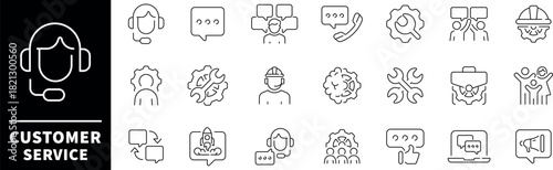 Customer service vector icons. Customer service thin line icons collection. Service, support, customer related icons