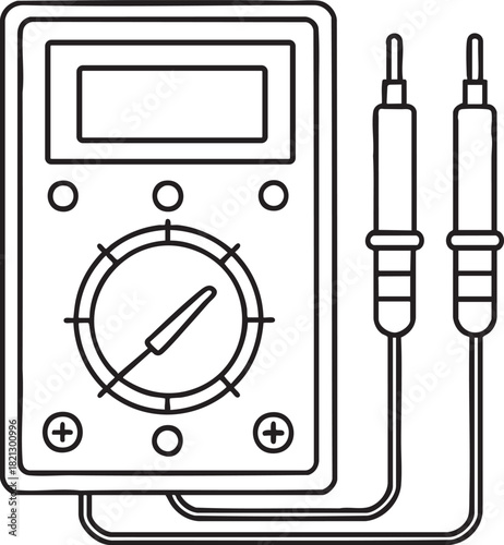 Multimeter line illustration depicting essential electrical measuring tool used for testing circuits and devices