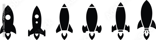 Rocket Icon set Vector represents innovation, exploration, progress, and futuristic technology in clean design. This premium making for business startups, space, digital growth, and creative branding.