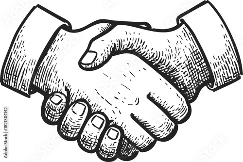 Handshake sketch hand drawn style business agreement concept. Vector illustration