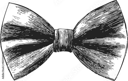 Bow tie sketch hand drawn illustration with detailed textured lines. Vector illustration
