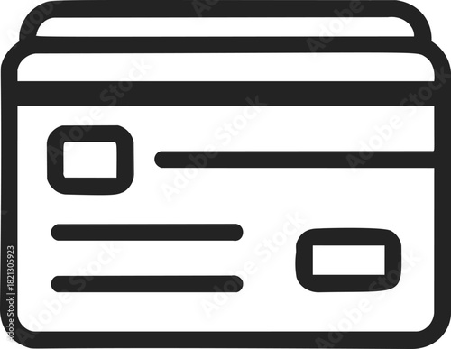 Credit card icon sketch, hand drawn style, simple outline payment symbol. Vector illustration