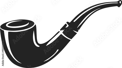 Smoking pipe sketch hand drawn classic tobacco pipe with curved stem. Vector illustration