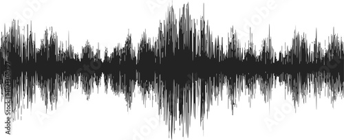 Sound wave, hand drawn sketch line art visualization of audio frequency. Vector illustration