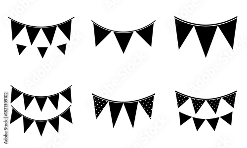 Festive bunting banner collection for celebrations and events, perfect for party decorations, creating a joyful atmosphere with simple, elegant designs