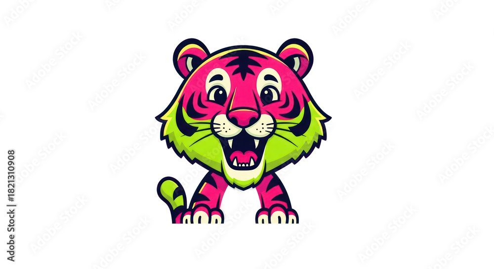 Obraz premium Cartoon Tiger Illustration with Vivid Colors