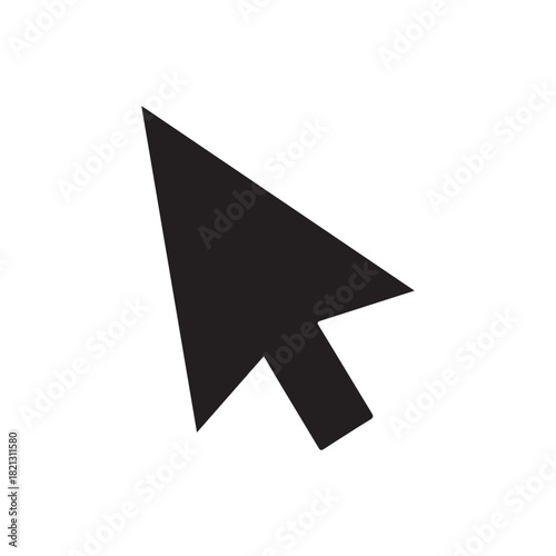 Computer mouse click pointer cursor arrow silhouette vector flat illustration design on white background