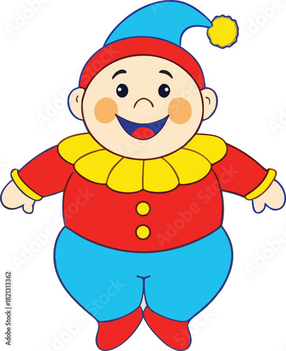 Joyful chubby baby clown vibrant color illustration vector scalable eps icon