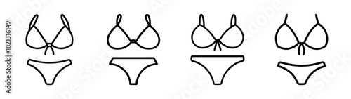 Different bikini styles for women swimwear fashion summer beachwear vacation outline illustration