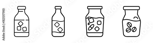 Vector illustration of juice bottles drink bottles beverage bottles outline style design asset set