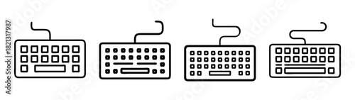 Four computer keyboards vector illustration for digital devices technology and typing concept design