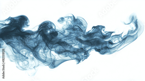 Abstract ethereal wisps of blue smoke creating a dynamic and mysterious display