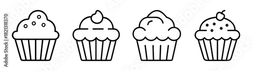 Delicious cupcake vector art illustration for baking recipe and dessert design projects cupcake set