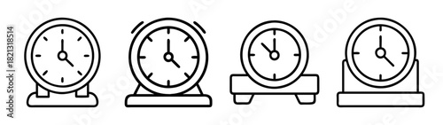 Collection of antique table clocks vector illustration timekeeping devices vintage clocks design 90s style