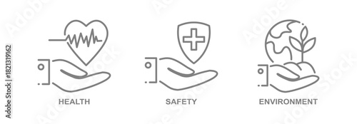 HSE banner web icon vector illustration for Health Safety Environment in the corporate occupational safety and health