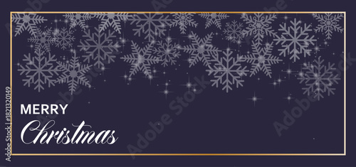 Christmas banner with ornate snowflakes and festive typography, Merry Christmas and Happy New Year greeting card header banner, website banner, social media banner, marketing material