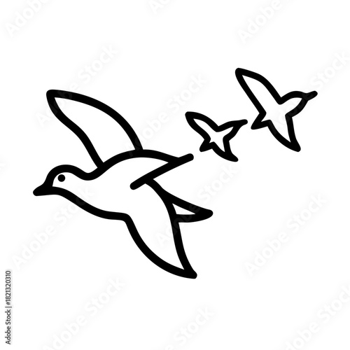 Minimalist Line Art of Birds in Flight Symbolizing Freedom.