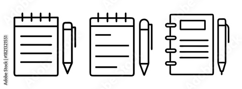 Notebooks and pens vector illustration for stationery design and writing tools concept design idea