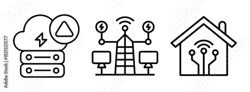 Smart home iot automation cloud computing wireless technology infrastructure vector icon design