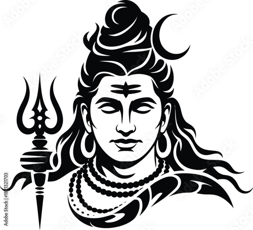 Lord Shiva Face Tattoo Vector Logo .