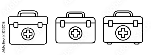 Outline first aid kit vector illustration for medical emergency and healthcare preparedness guide