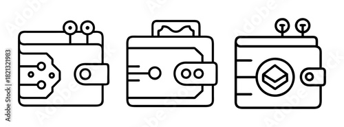 Digital crypto wallet vector illustration for secure cryptocurrency and blockchain transactions online and offline