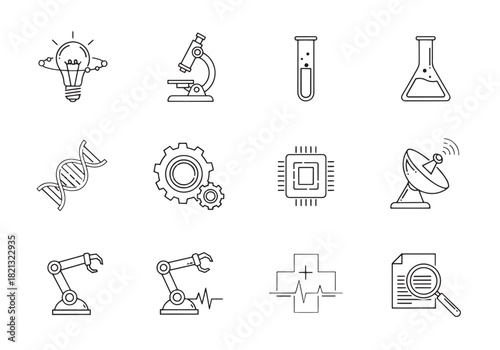 Scientific Innovation Icon Set for Research and Development Concepts