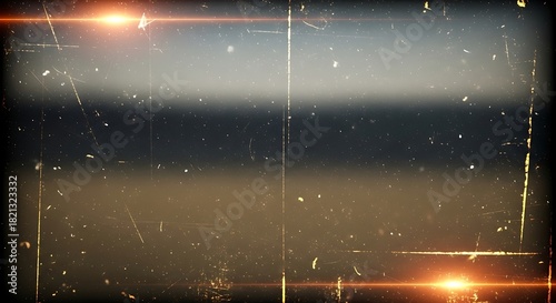 Abstract Vintage Film Grain Texture with Light Flares and Sparkles on Dark Background