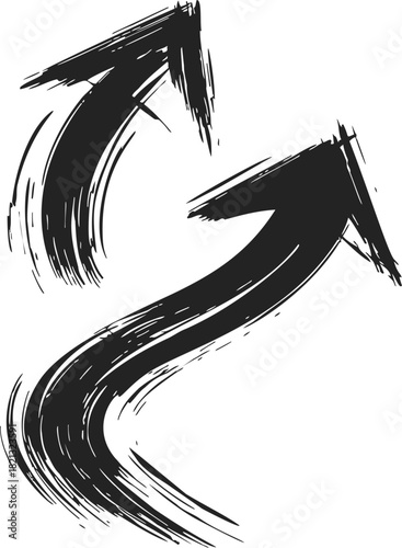 Grunge arrows sketch hand drawn style with bold brush strokes. Vector illustration