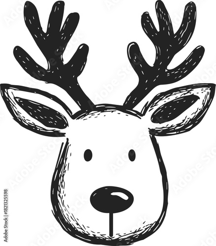 Wallpaper Mural Reindeer head sketch, hand drawn style with large antlers and simple facial features. Vector illustration Torontodigital.ca