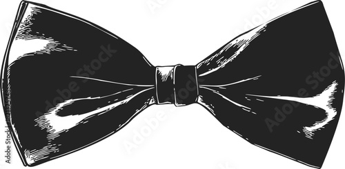 Bow tie sketch hand drawn illustration with detailed shading and classic symmetrical shape. Vector illustration