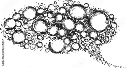 Speech bubble sketch hand drawn with overlapping circles and bubbles. Vector illustration