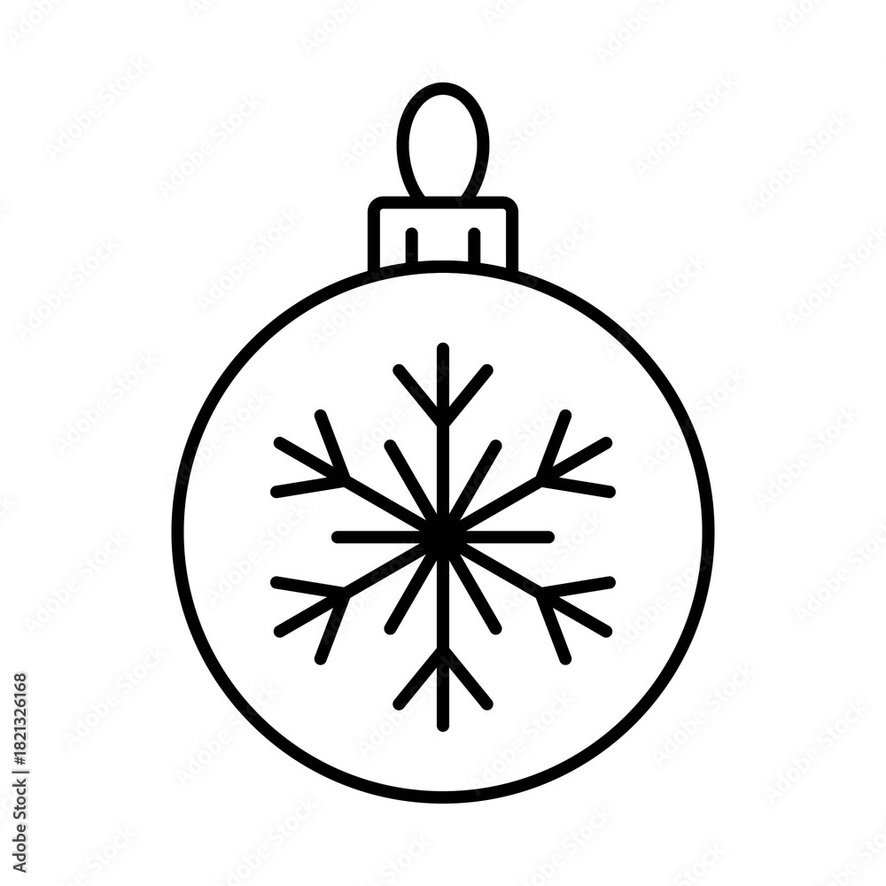 Fototapeta premium An illustration of a black Christmas tree ball icon on a white background