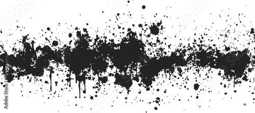 Black ink splatter sketch, hand drawn abstract paint drops and stains on white. Vector illustration